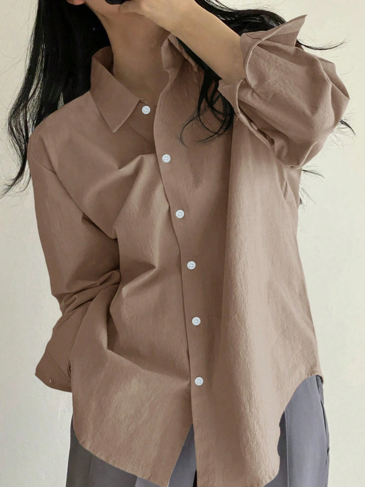 DAZY Women's Plain & Simple Daily Long Sleeve Shirt,Long Sleeve Tops