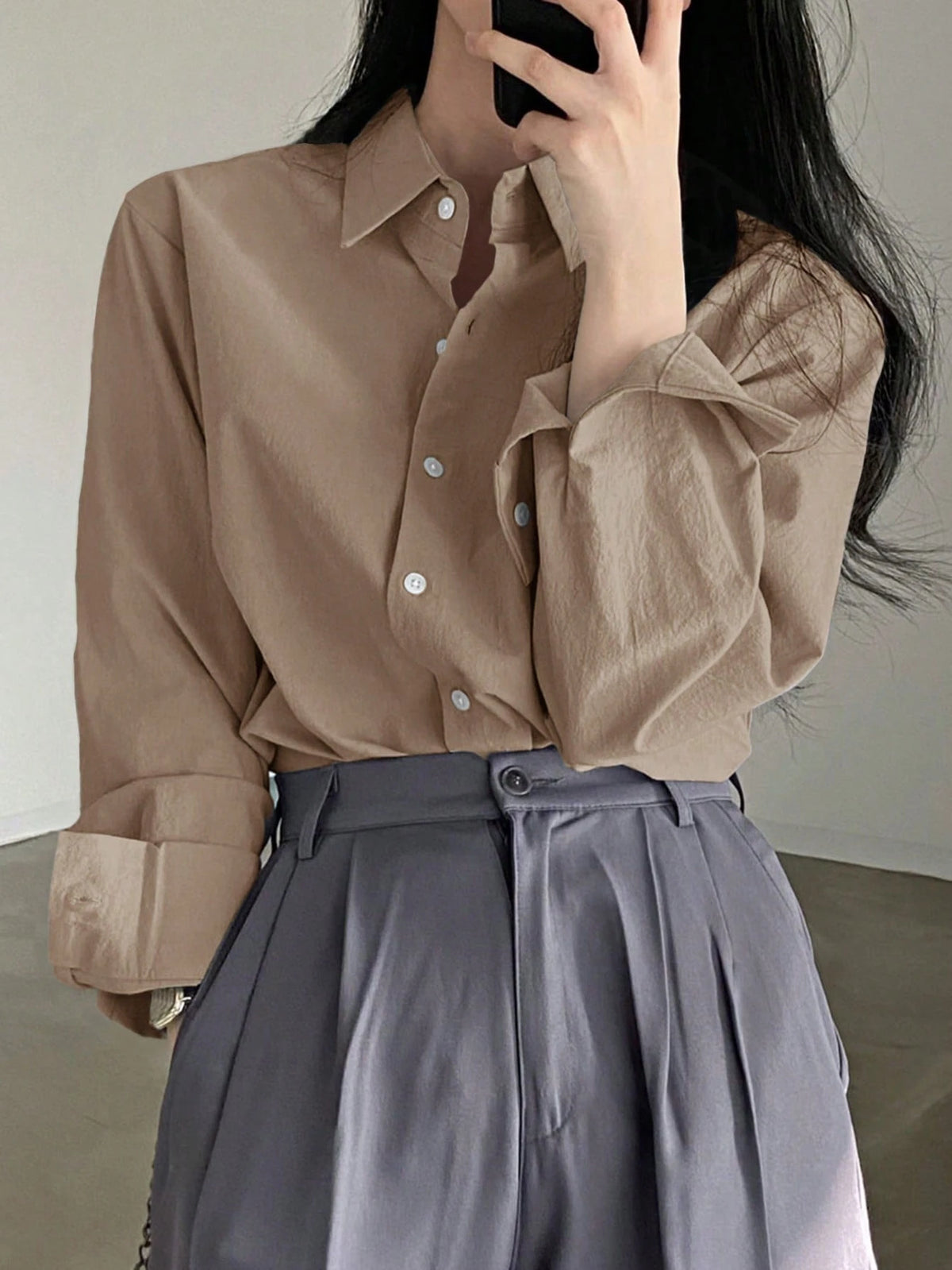 DAZY Women's Plain & Simple Daily Long Sleeve Shirt,Long Sleeve Tops