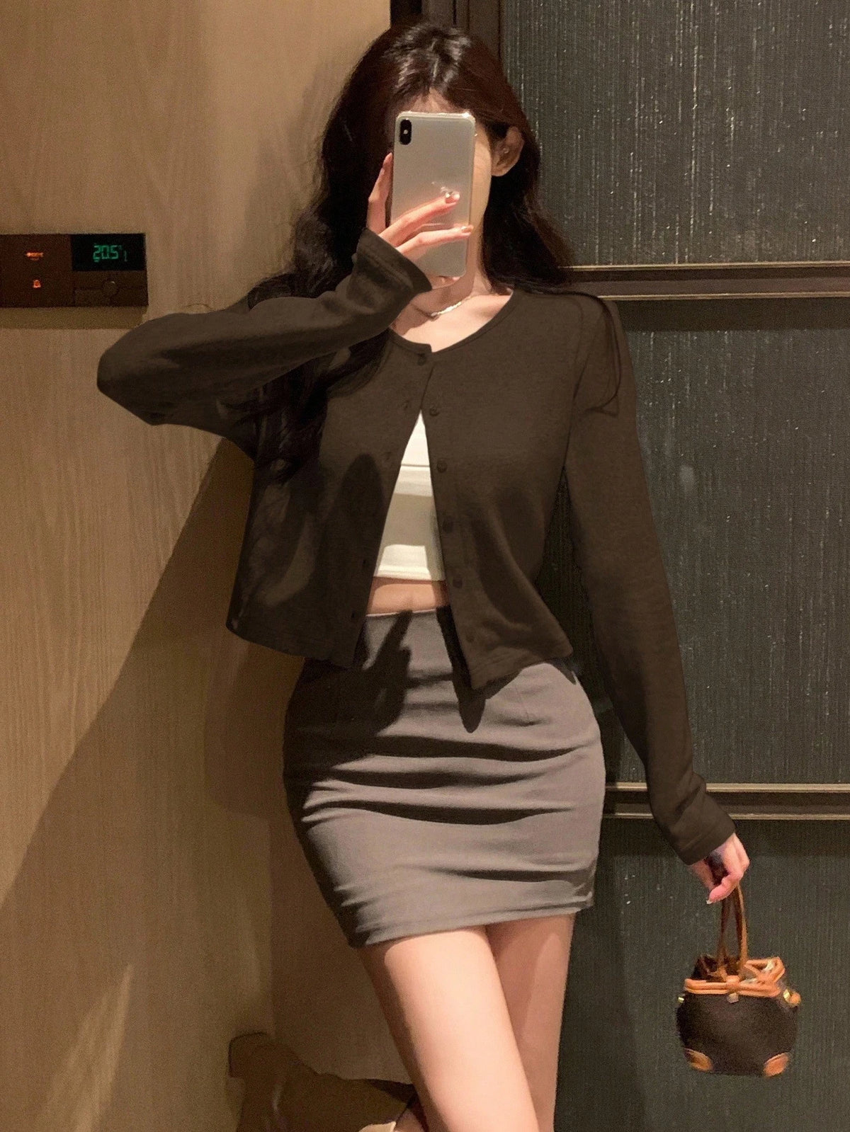 DAZY Women's Solid Color Round Neck Casual Front Button T-Shirt,Fall Clothes Preppy Tops Long Sleeve Women Tops