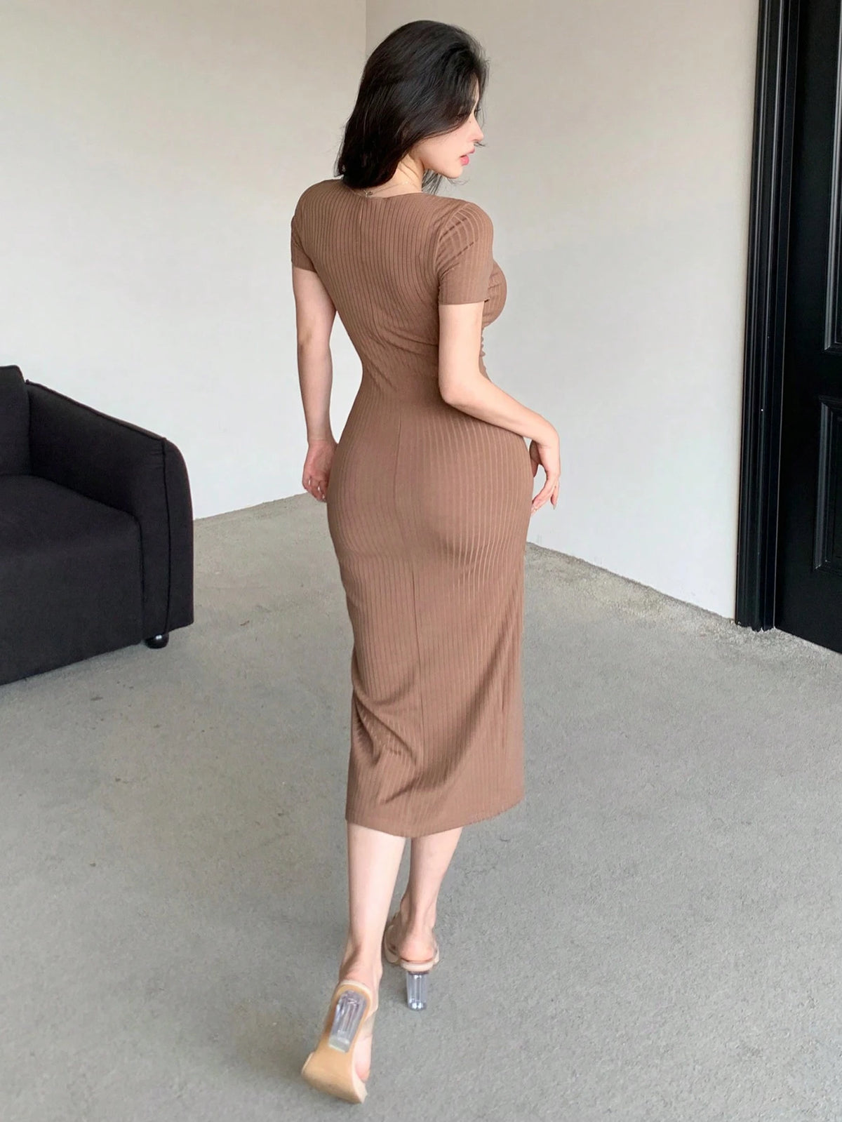DAZY Women's V-Neck Split Sleeve Party/Back To School Dress Summer Sundress Maxi Dress