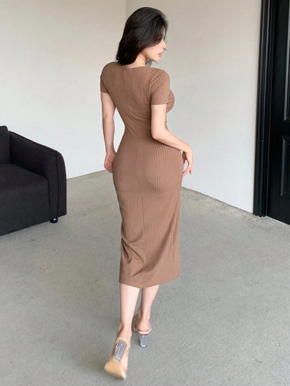 DAZY Women's V-Neck Split Sleeve Party/Back To School Dress Summer Sundress Maxi Dress