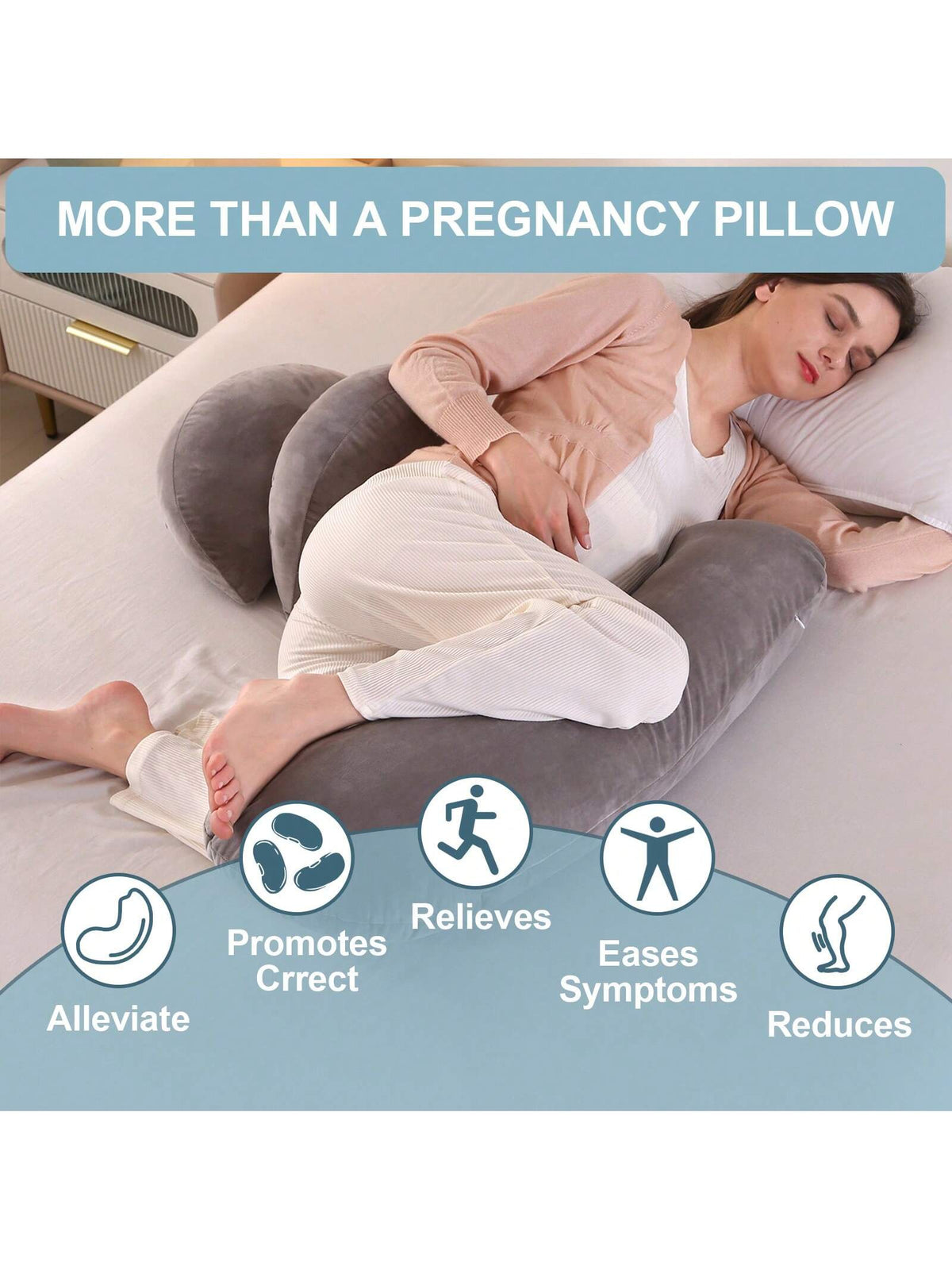 Detachable Pregnancy Pillow,Adjustable Maternity Pillow,Removable Waist Pillow,Machine Washable Body Pillow Support Back Legs&Belly Of Pregnant Women