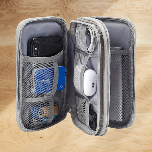 Digital Data Cable Storage Organizer Bag, Portable Travel Pouch For External Hard Drive, Power Bank, Earphone Charging Cables, Mobile Phone Case