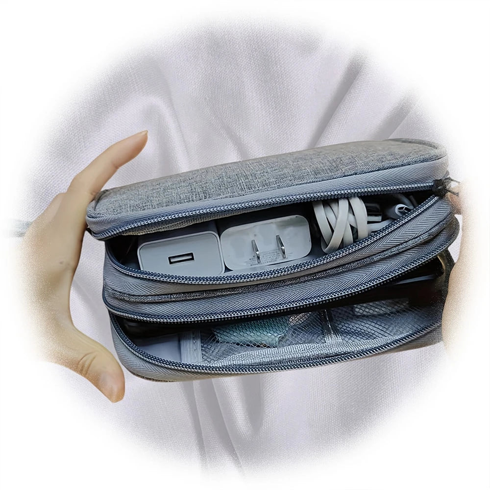 Digital Data Cable Storage Organizer Bag, Portable Travel Pouch For External Hard Drive, Power Bank, Earphone Charging Cables, Mobile Phone Case
