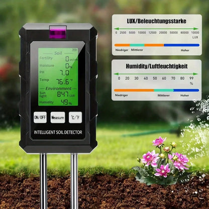 [Digital Soil Tester, 6-In-1] 6-In-1 Digital Soil Tester- Backlit LCD Display, Temperature, Moisture, PH & Sunlight Intensity For Gardening And Farming