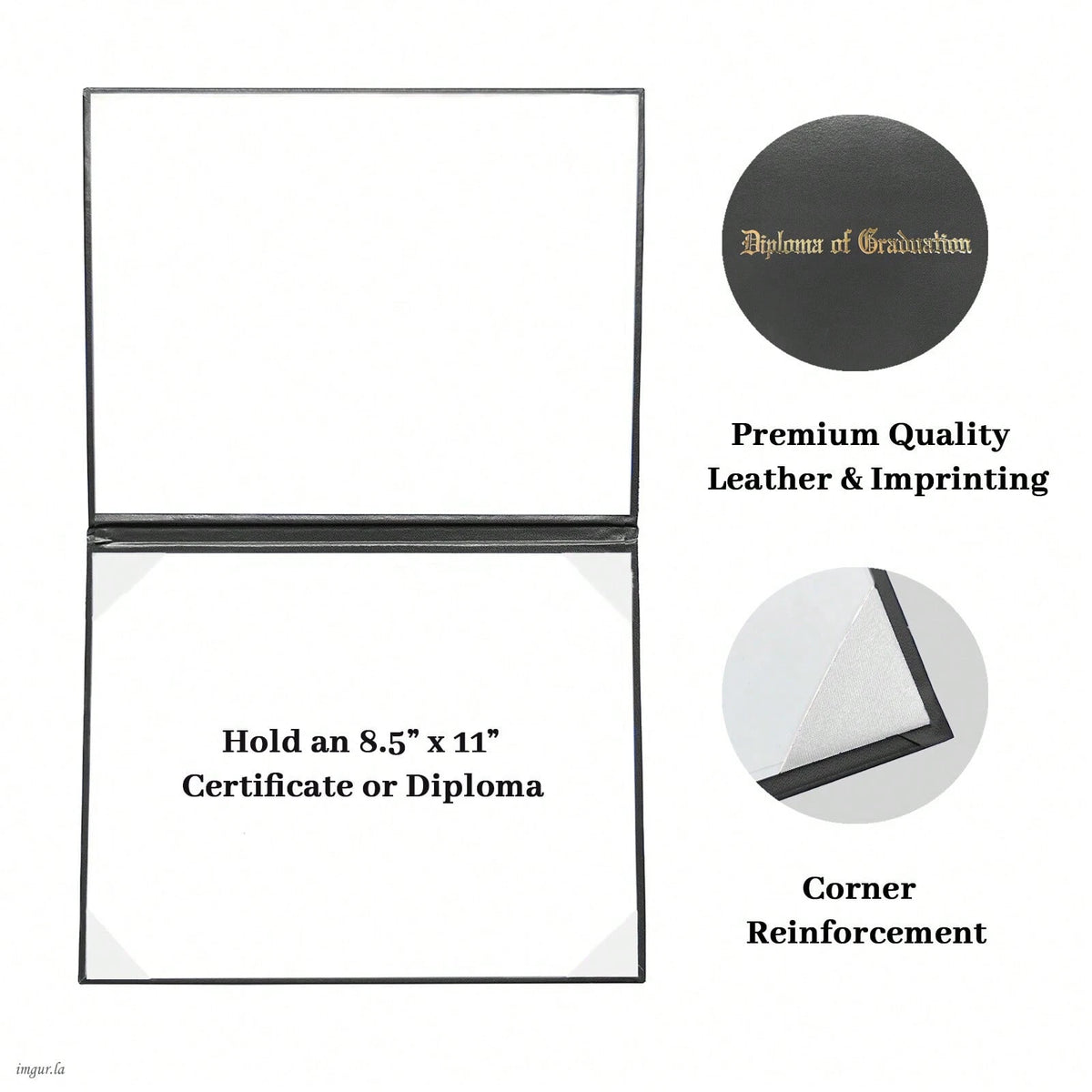 Diploma Cover 8.5"X11" Diploma Holder Imprinted "Diploma Of Graduation" Rich In Color Smooth Leatherette Padded Certificate Covers School Diploma Certificate Folders 1-Pack