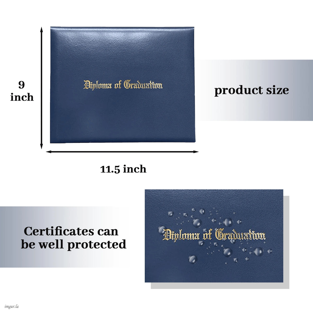 Diploma Cover 8.5"X11" Diploma Holder Imprinted "Diploma Of Graduation" Rich In Color Smooth Leatherette Padded Certificate Covers School Diploma Certificate Folders 1-Pack