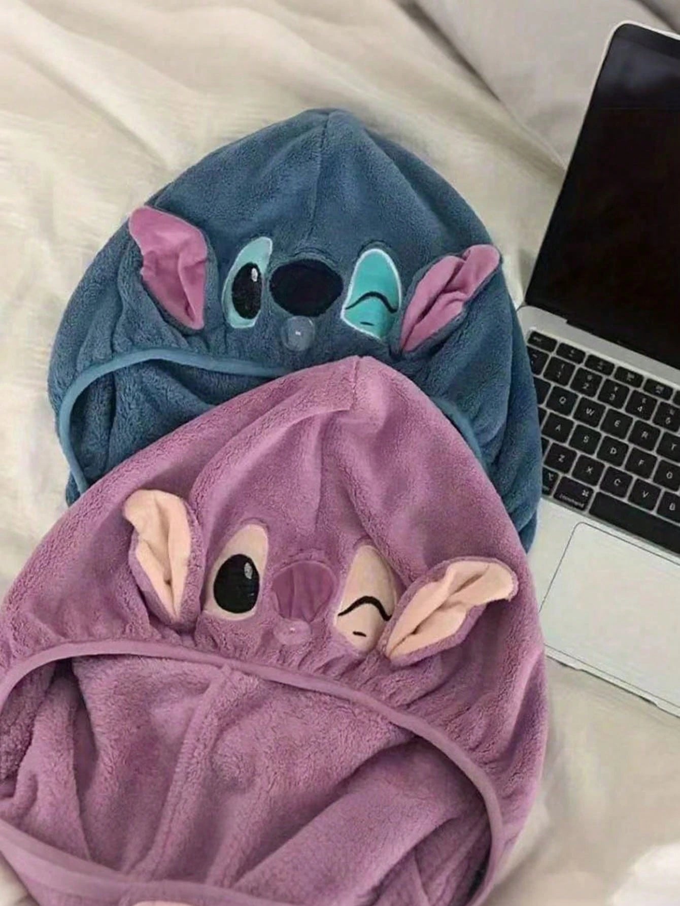 Disney, 1/2pcs, Stitch&Angel Shower Caps, Cute Dry Hair Caps, Fast Drying Microfiber Shower Caps, Thick And Soft Absorbent Towels, Women's Hair Care Accessories, Suitable For Daily Family, Travel, And