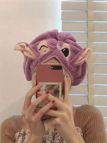 Disney, 1/2pcs, Stitch&Angel Shower Caps, Cute Dry Hair Caps, Fast Drying Microfiber Shower Caps, Thick And Soft Absorbent Towels, Women's Hair Care Accessories, Suitable For Daily Family, Travel, And
