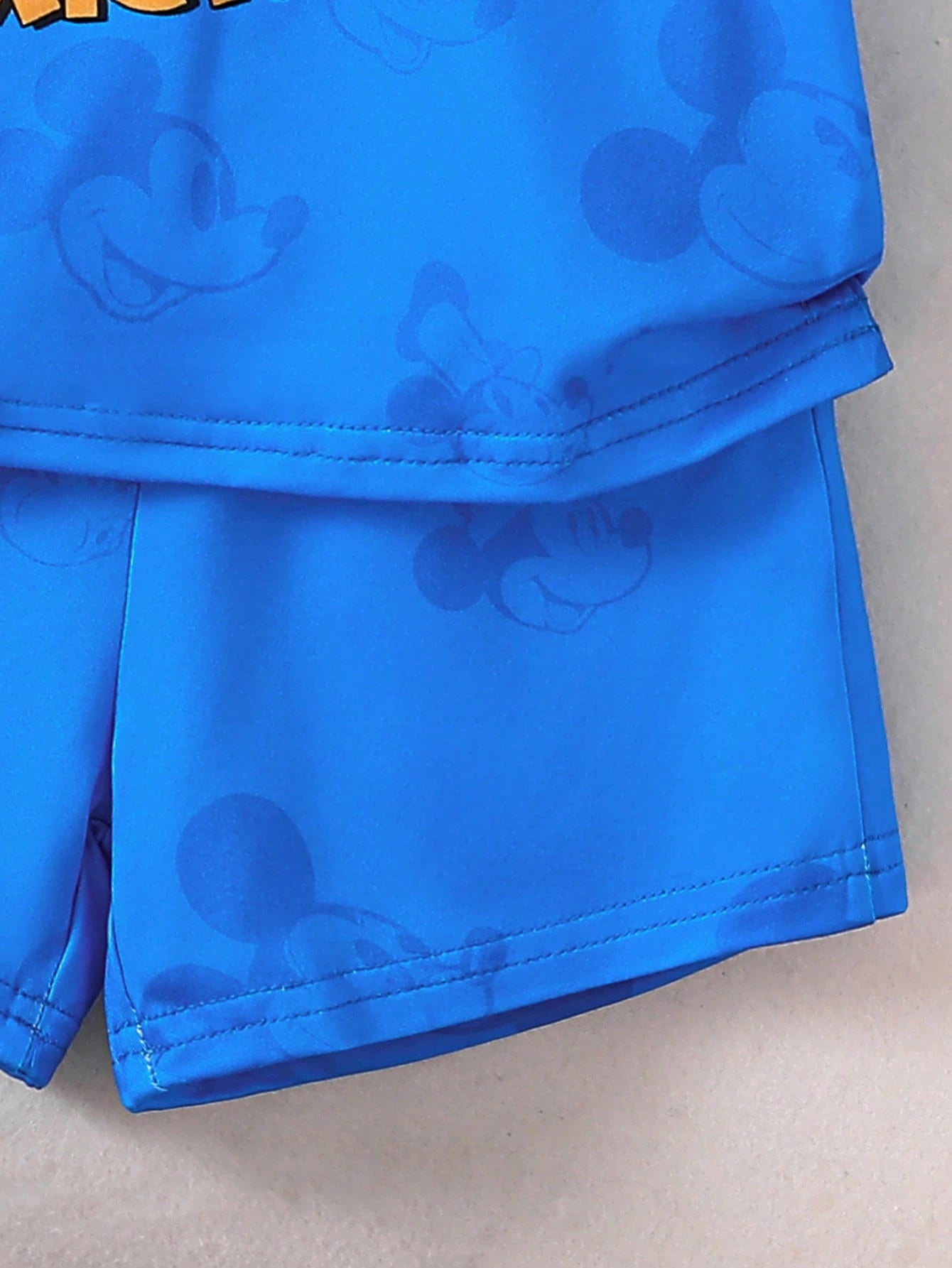 Disney 2pcs Mickey Mouse Baby Boys' Casual Shorts Set, Includes Short Sleeve T-Shirt With Cartoon Print And Elastic Waist Solid Color Shorts, Comfortable, Breathable, Fashionable Daily Outfit, Great G