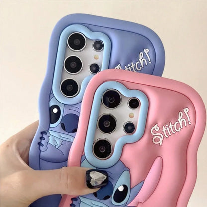 Disney 3D Cartoon Stitch Key Chain Phone Case For Galaxy S21 S22 S23 S24 S25 S20FE S21 S23 S24 Plus Ultra Soft Silicone Cover..Holiday Accessories.