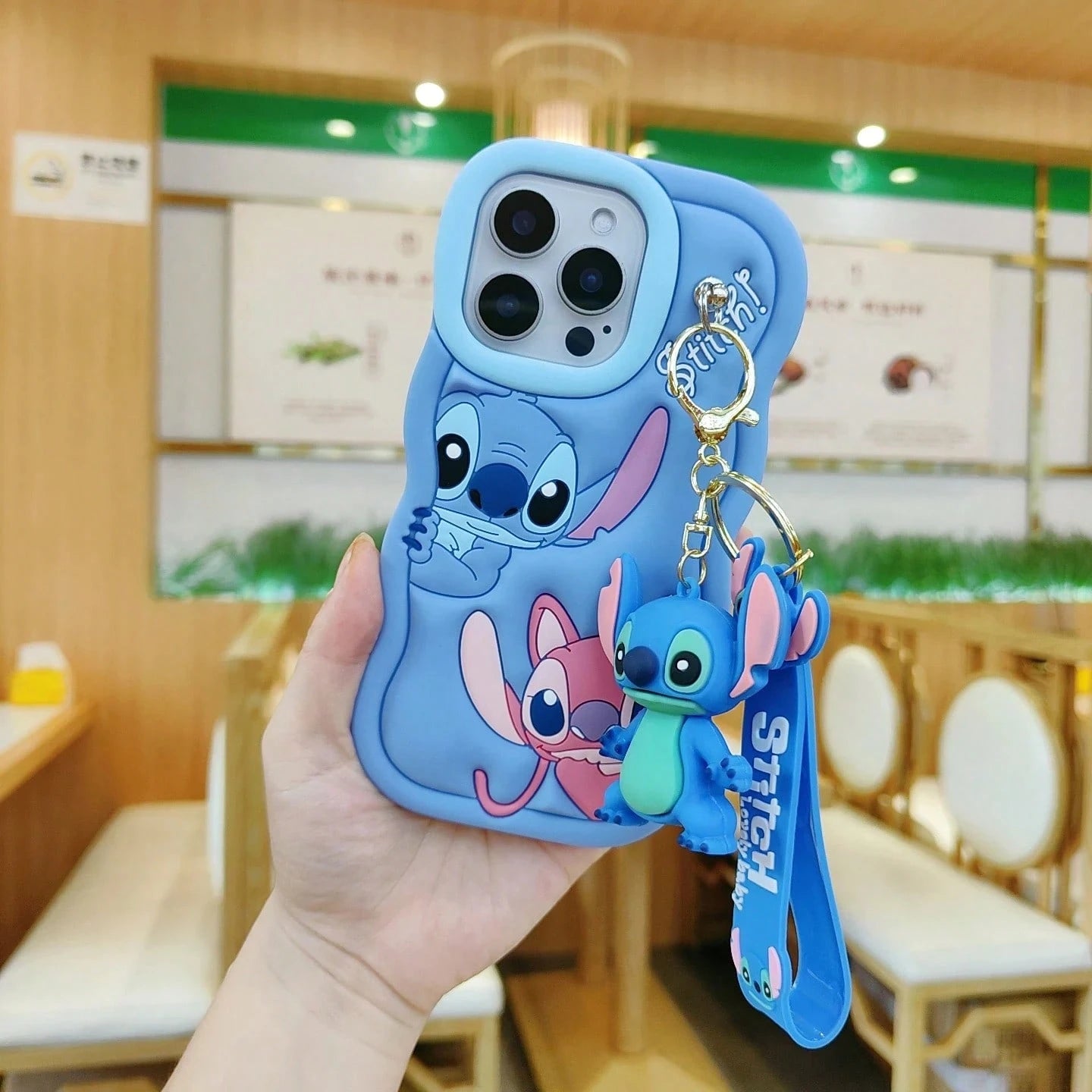 Disney 3D Cartoon Stitch Key Chain Phone Case For Galaxy S21 S22 S23 S24 S25 S20FE S21 S23 S24 Plus Ultra Soft Silicone Cover..Holiday Accessories.