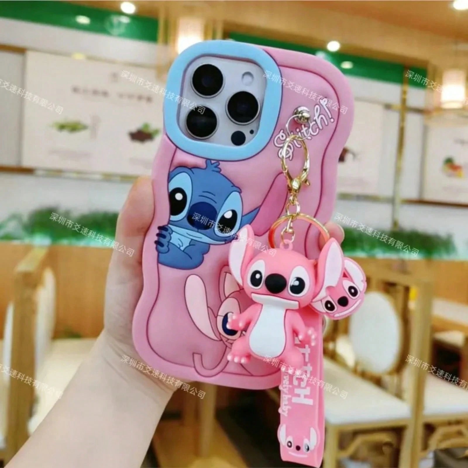 Disney 3D Cartoon Stitch Key Chain Phone Case For Galaxy S21 S22 S23 S24 S25 S20FE S21 S23 S24 Plus Ultra Soft Silicone Cover..Holiday Accessories.
