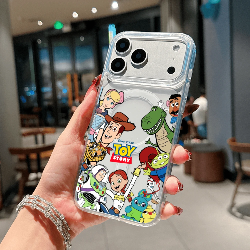 Disney Licensed Toy Story Phone Case, Clear Anti-Yellow MagSafe-Compatible Cover With Toy Story Full Cast & "Toy Story" Logo Graphic, Scratch-Resistant Slim Protective Case For IPhone 17, 16, 15, 14
