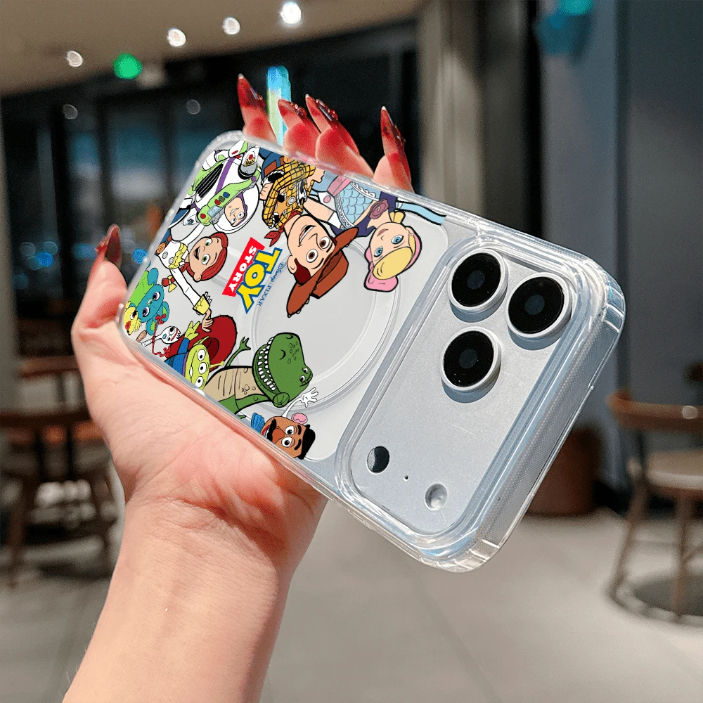 Disney Licensed Toy Story Phone Case, Clear Anti-Yellow MagSafe-Compatible Cover With Toy Story Full Cast & "Toy Story" Logo Graphic, Scratch-Resistant Slim Protective Case For IPhone 17, 16, 15, 14