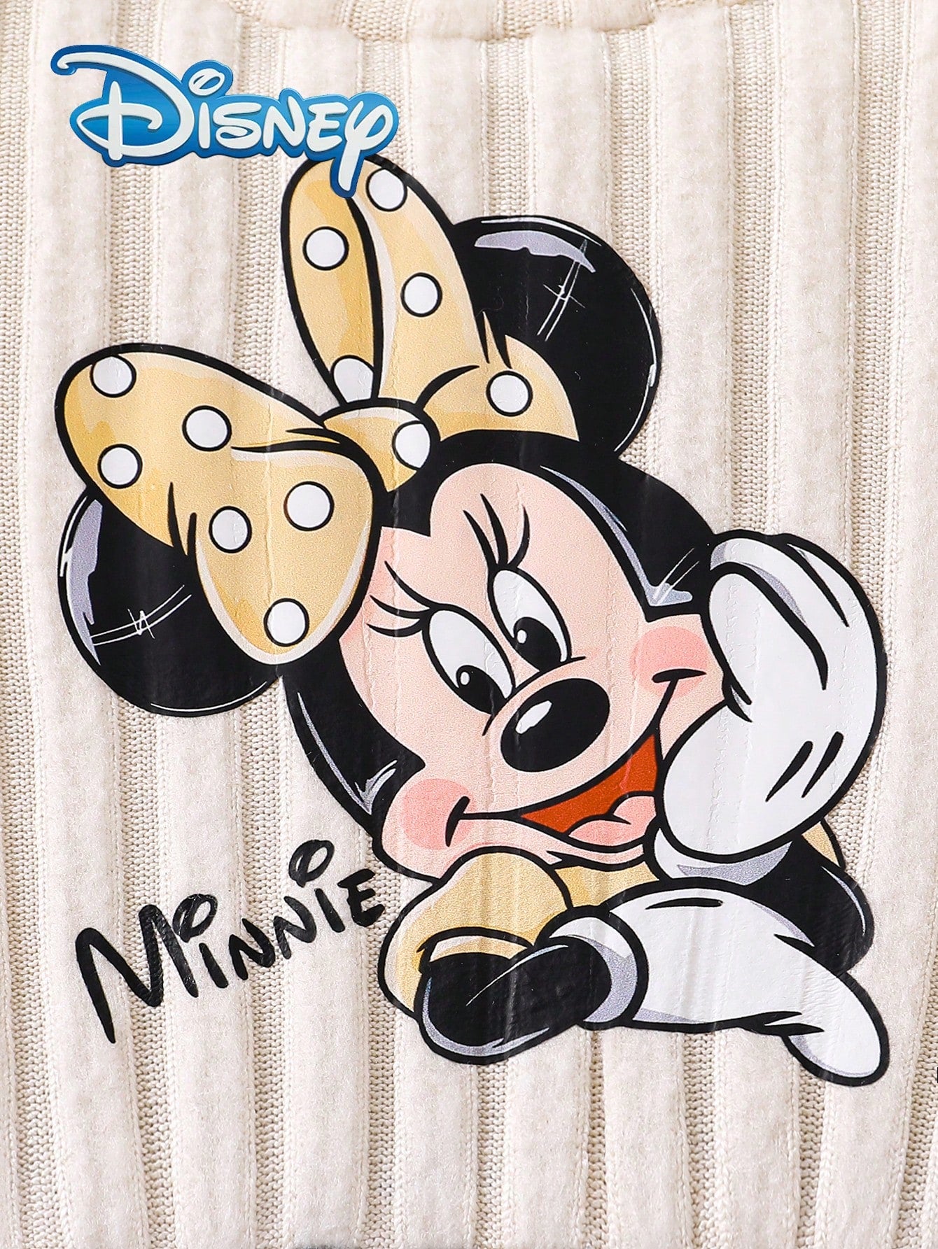 Disney Mickey Mouse Autumn/Winter Leopard Print Long Sleeve Dress With Minnie Mouse Cute Cartoon Pattern, Slightly Stretchy, Suitable For Girls' Daily Wear, Great Gift