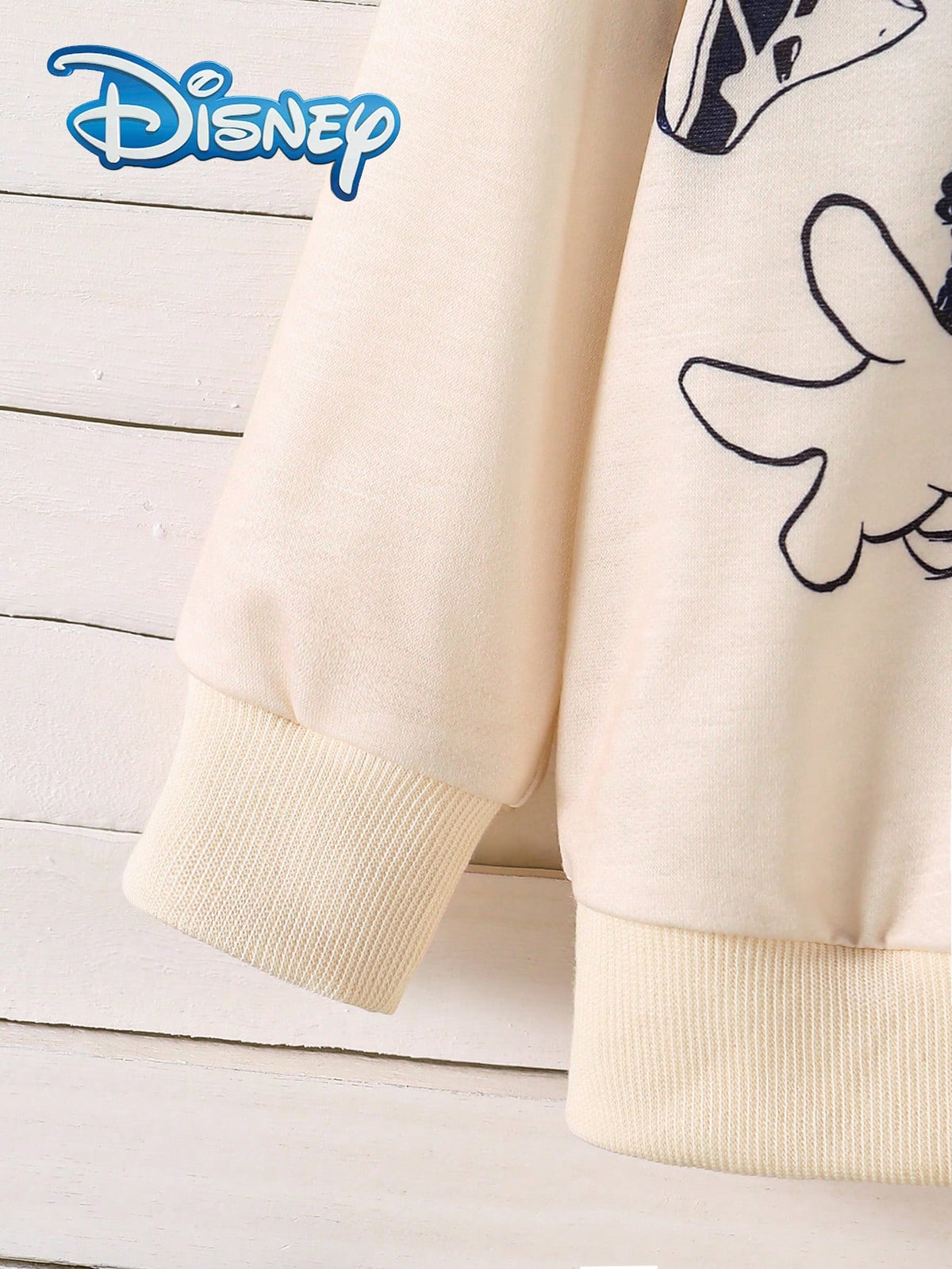 Disney Minnie & Mickey Mouse 2Pcs Spring/Autumn Long Pants Set, Cartoon "MinnieMouse" Cute Print Long Sleeve Top, Elastic Waist Cartoon "MickeyMouse" Print Slightly Stretchy Long Pants, Baby Girl Dail