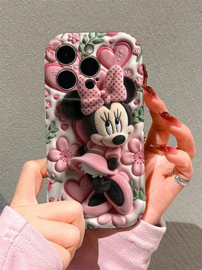 Disney This Minnie Phone Case Features A Cute And Playful Expression Design, A Simple And Stylish Appearance, And A Smooth Touch. It Uses A 2D Wave Pattern, Is Made Of Adorable And Eye-Catching TPU Ma