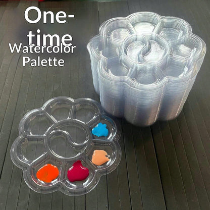 Disposable Children's Painting Color Palette, Transparent Flower-Shaped Watercolor Palette, Non-Stick Plastic Palette Suitable For Kindergarten Art Class, DIY Crafts, School Drawing Activities
