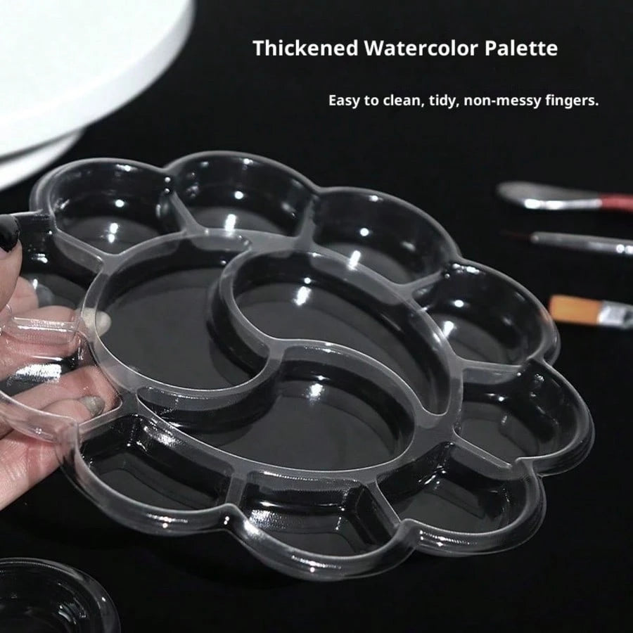 Disposable Children's Painting Color Palette, Transparent Flower-Shaped Watercolor Palette, Non-Stick Plastic Palette Suitable For Kindergarten Art Class, DIY Crafts, School Drawing Activities