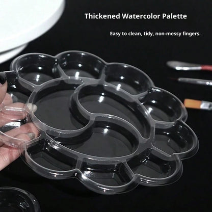 Disposable Children's Painting Color Palette, Transparent Flower-Shaped Watercolor Palette, Non-Stick Plastic Palette Suitable For Kindergarten Art Class, DIY Crafts, School Drawing Activities