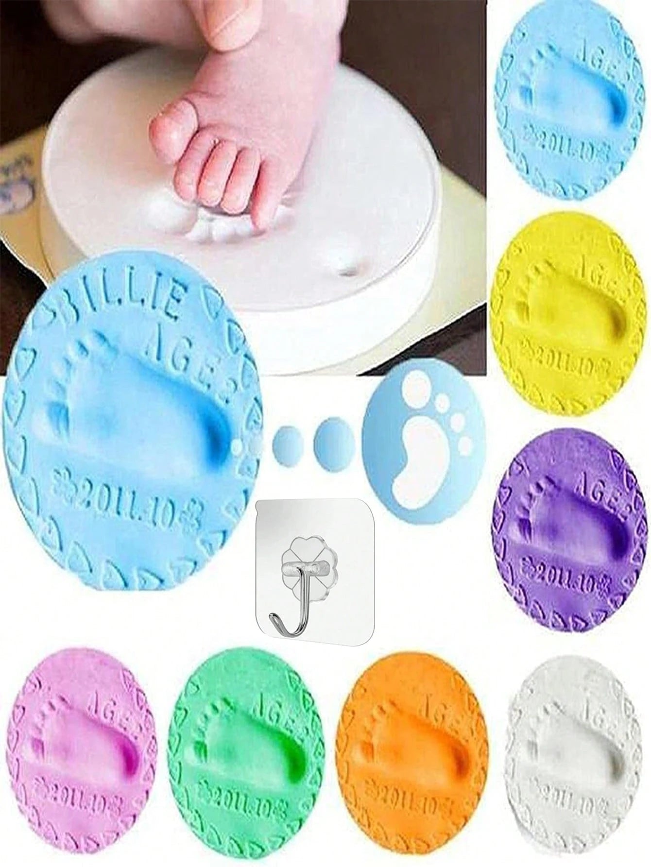 DIY Baby Care Hand Foot Inkpad Handprint Footprint Fingerprint, 7 Color Soft Clay Foam Supplies Antistress Kids S For Children, Baby Handprint Footprint Imprint Casting Parent-Child Hand Inkpad Finger