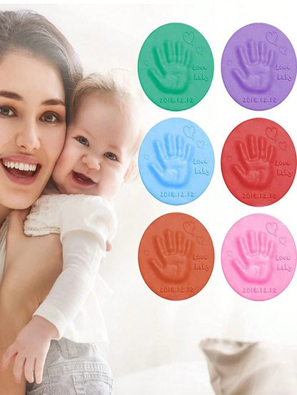 DIY Baby Care Hand Foot Inkpad Handprint Footprint Fingerprint, 7 Color Soft Clay Foam Supplies Antistress Kids S For Children, Baby Handprint Footprint Imprint Casting Parent-Child Hand Inkpad Finger