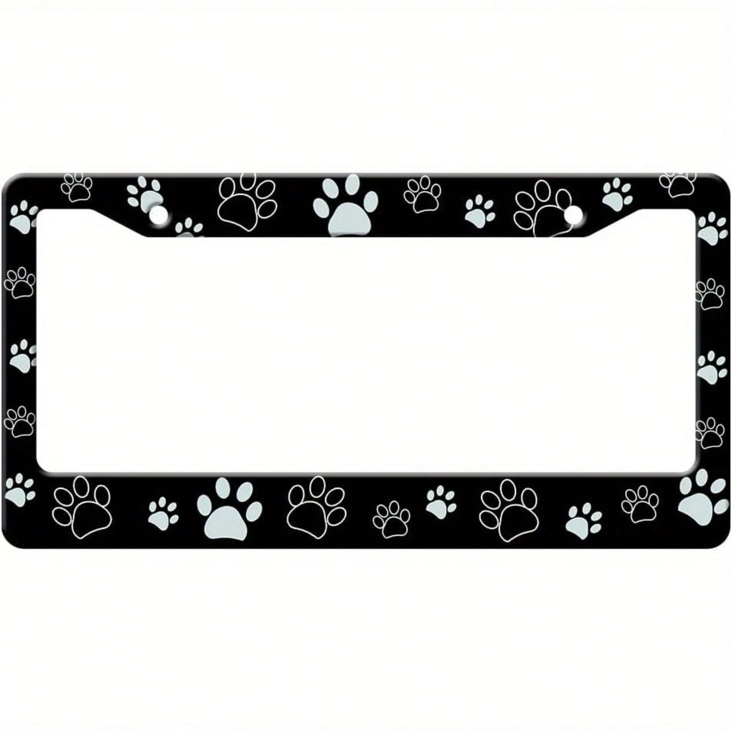Dog Paw Print License Plate Frame, Aluminum Car Frame, Free Screws, Unique Dark-Colored Car License Plate Accessory, Unisex, Size 12.2 X 6.3inch