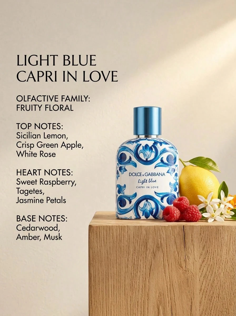 Dolce & Gabbana Light Blue Eau De Toilette Spray For Men EDT Mini 0.15oz/4.5ml,1.3oz/40ml,1.7oz/50ml,2.5oz/75ml,3.3oz/100ml,4.2oz/125ml,6.7oz/200ml- Perfume For Long Lasting Suitable For Birthday, Of