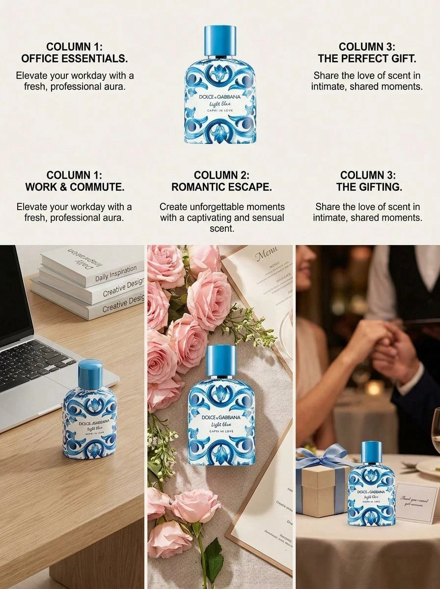 Dolce & Gabbana Light Blue Eau De Toilette Spray For Men EDT Mini 0.15oz/4.5ml,1.3oz/40ml,1.7oz/50ml,2.5oz/75ml,3.3oz/100ml,4.2oz/125ml,6.7oz/200ml- Perfume For Long Lasting Suitable For Birthday, Of