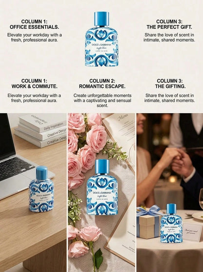 Dolce & Gabbana Light Blue Eau De Toilette Spray For Men EDT Mini 0.15oz/4.5ml,1.3oz/40ml,1.7oz/50ml,2.5oz/75ml,3.3oz/100ml,4.2oz/125ml,6.7oz/200ml- Perfume For Long Lasting Suitable For Birthday, Of
