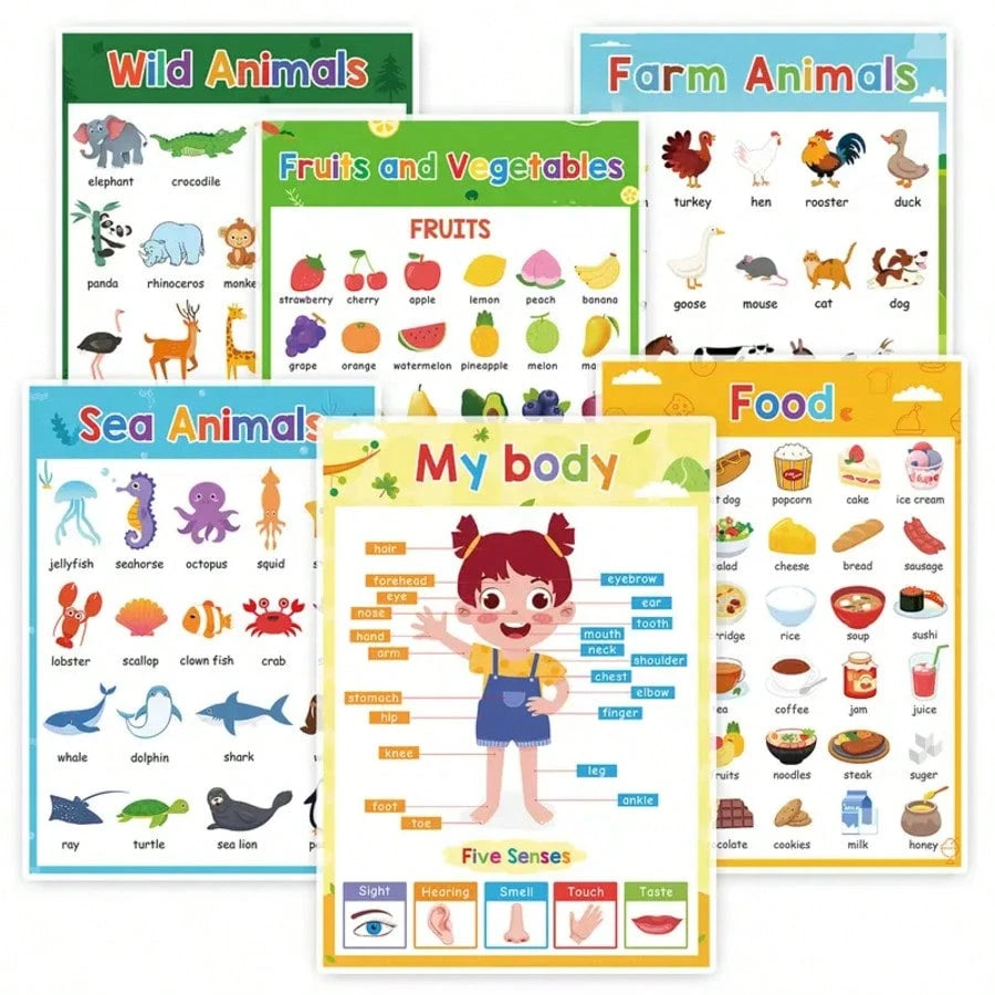 DORESS 20 Laminated Educational Posters For Kids, ABC Alphabet Numbers Learning Wall Charts For Preschool Pre-K Kindergarten Classroom Homeschool Supplies