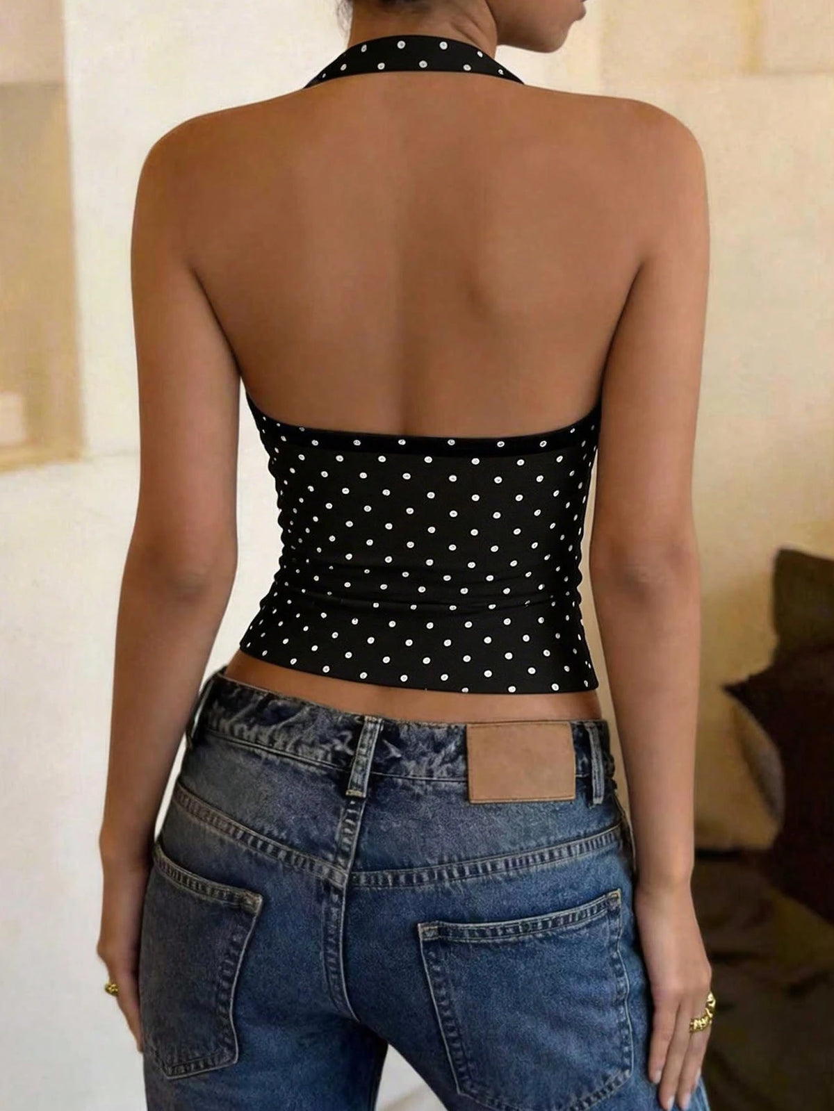 DrmWander Women's Floral Print Halter Crop Top, Suitable For Vacation, Beach, Travel