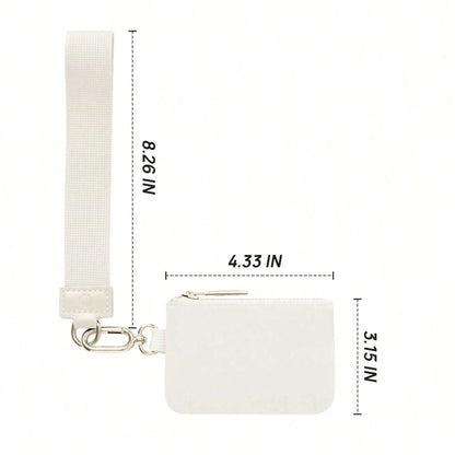 Dual Pouch Wristlet Mini Zip-Around Wallet For Women – Portable Coin Purse & Card Holder, Detachable Wrist Lanyard Keychain