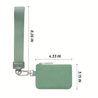 Dual Pouch Wristlet Mini Zip-Around Wallet For Women – Portable Coin Purse & Card Holder, Detachable Wrist Lanyard Keychain