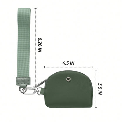 Dual Pouch Wristlet Mini Zip-Around Wallet For Women – Portable Coin Purse & Card Holder, Detachable Wrist Lanyard Keychain