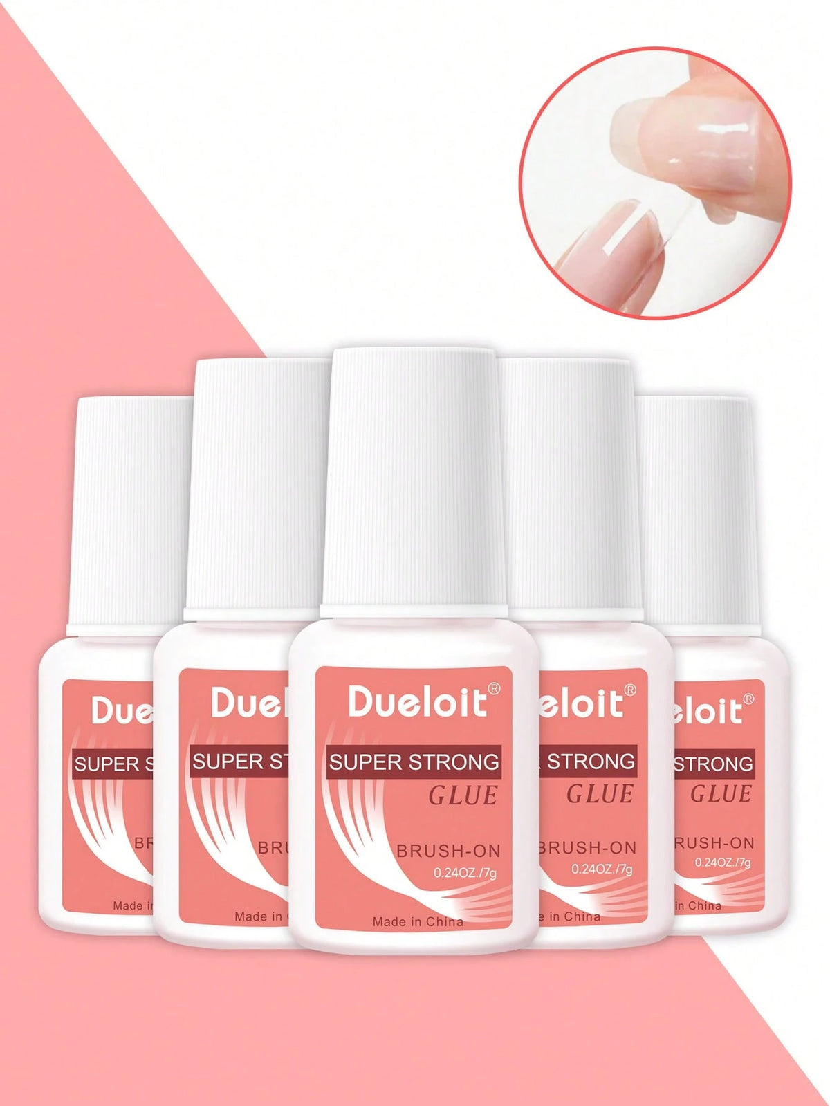 Dueloit 5/3/1pc Super Strong Nail Glue, Suitable For Nail Tips, Acrylic Nail Tips And Fake Nail Patches, Brush-On Nail Adhesive, Long-Lasting, Fake Nail Tip Glue Gel, Random Shipment