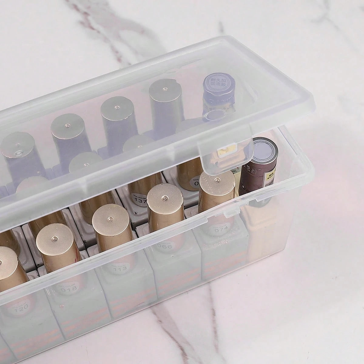 Dust-Proof Transparent Plastic Nail Polish Storage Box With Safety Lock, Portable Gel UV Nail Polish Bottle Storage Case, Suitable For Home And Nail Salon Storage Of Small Nail Art Supplies