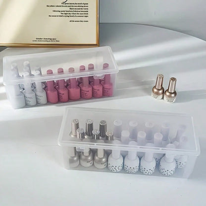 Dust-Proof Transparent Plastic Nail Polish Storage Box With Safety Lock, Portable Gel UV Nail Polish Bottle Storage Case, Suitable For Home And Nail Salon Storage Of Small Nail Art Supplies