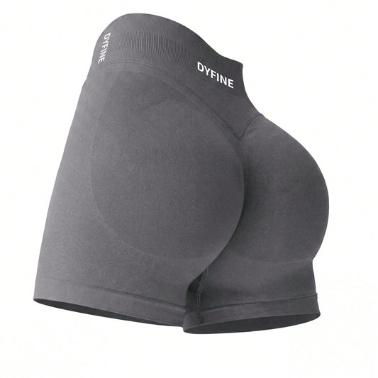 DYFINE Women's Seamless Elastic Butt Lifting Shaping Yoga Fitness Gym Running Sports Shorts