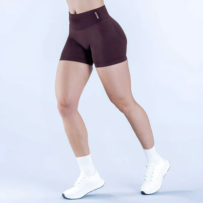 DYFINE Women's Seamless Elastic Butt Lifting Shaping Yoga Fitness Gym Running Sports Shorts