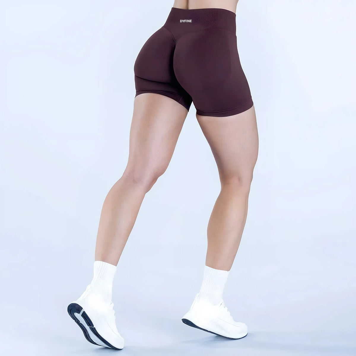 DYFINE Women's Seamless Elastic Butt Lifting Shaping Yoga Fitness Gym Running Sports Shorts