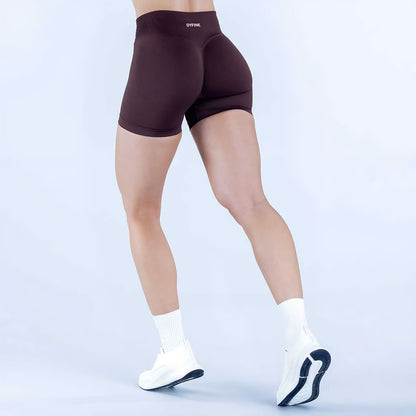 DYFINE Women's Seamless Elastic Butt Lifting Shaping Yoga Fitness Gym Running Sports Shorts