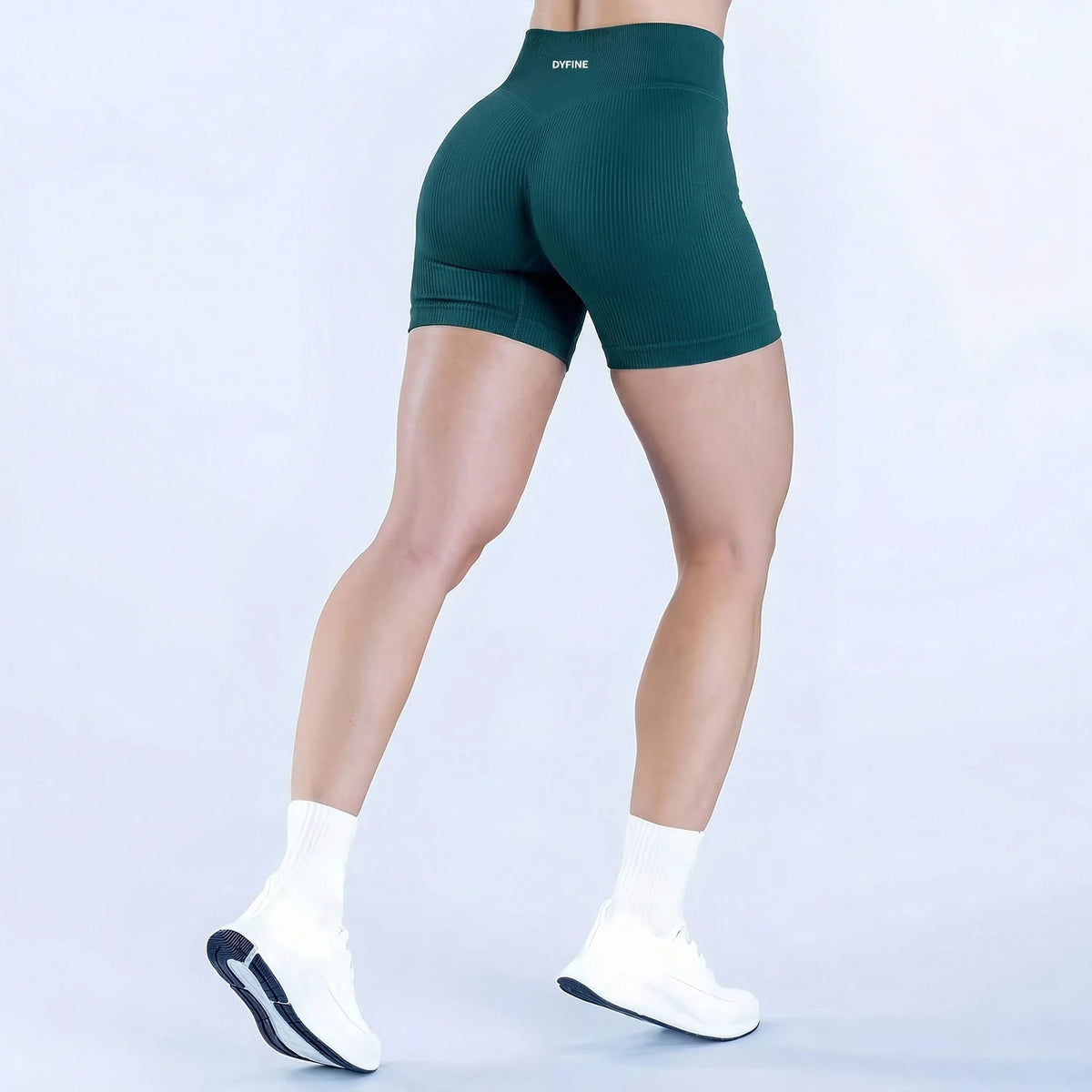 DYFINE Women's Seamless Elastic Butt Lifting Shaping Yoga Fitness Gym Running Sports Shorts