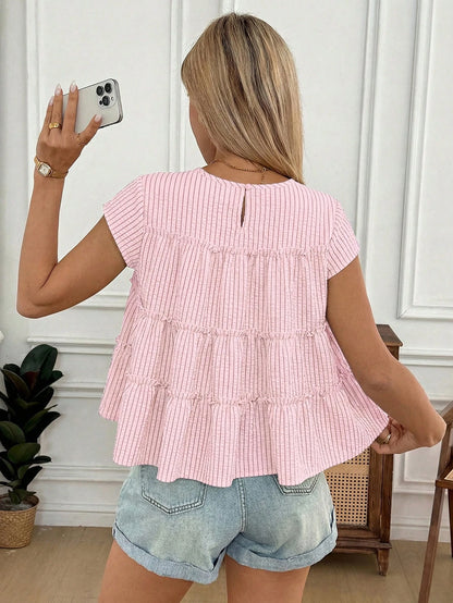 Easowa Women's Casual Striped Print Shirt, Summer,Summer Top