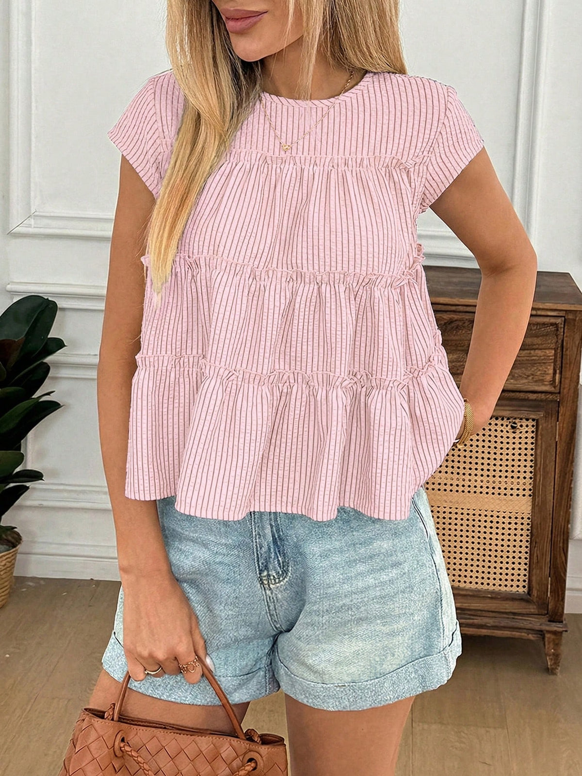 Easowa Women's Casual Striped Print Shirt, Summer,Summer Top