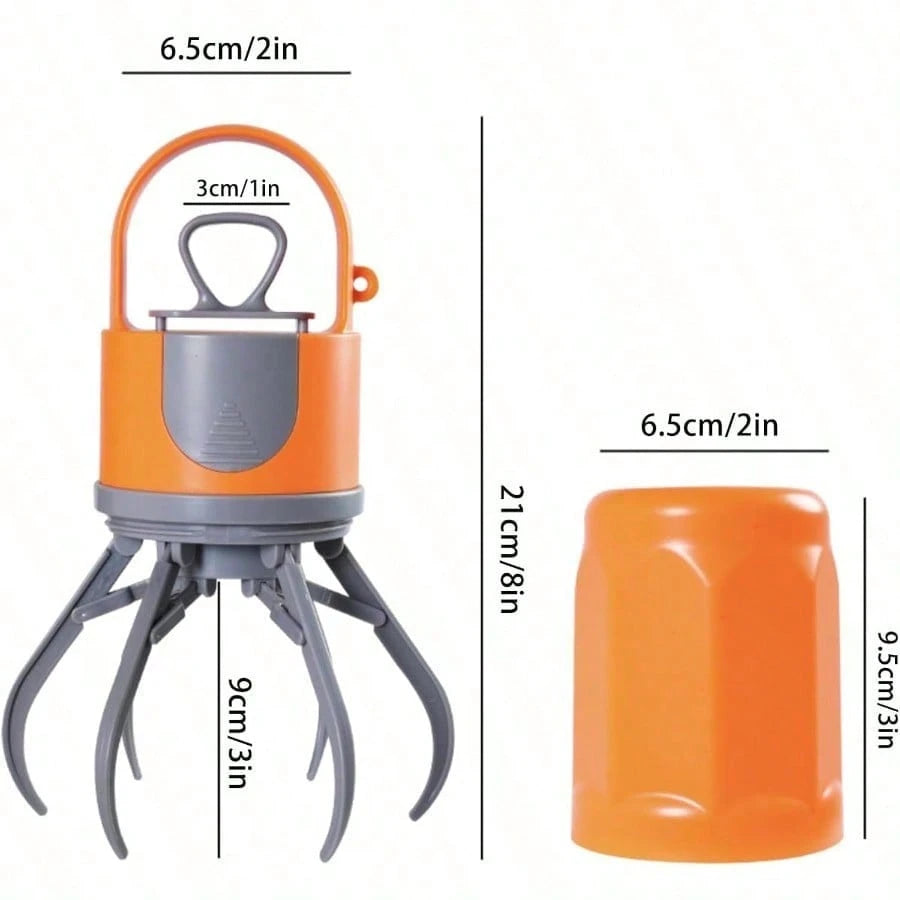 Easy-Carry Pooper Scooper With Bags, Portable Dog Waste Picker For All Dogs, Compact Storage Design (Orange-Gray)