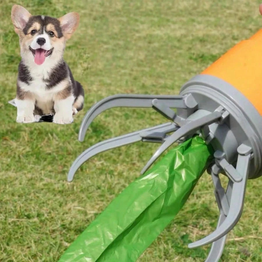 Easy-Carry Pooper Scooper With Bags, Portable Dog Waste Picker For All Dogs, Compact Storage Design (Orange-Gray)
