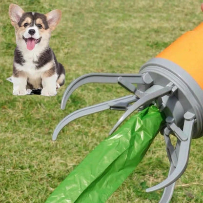 Easy-Carry Pooper Scooper With Bags, Portable Dog Waste Picker For All Dogs, Compact Storage Design (Orange-Gray)