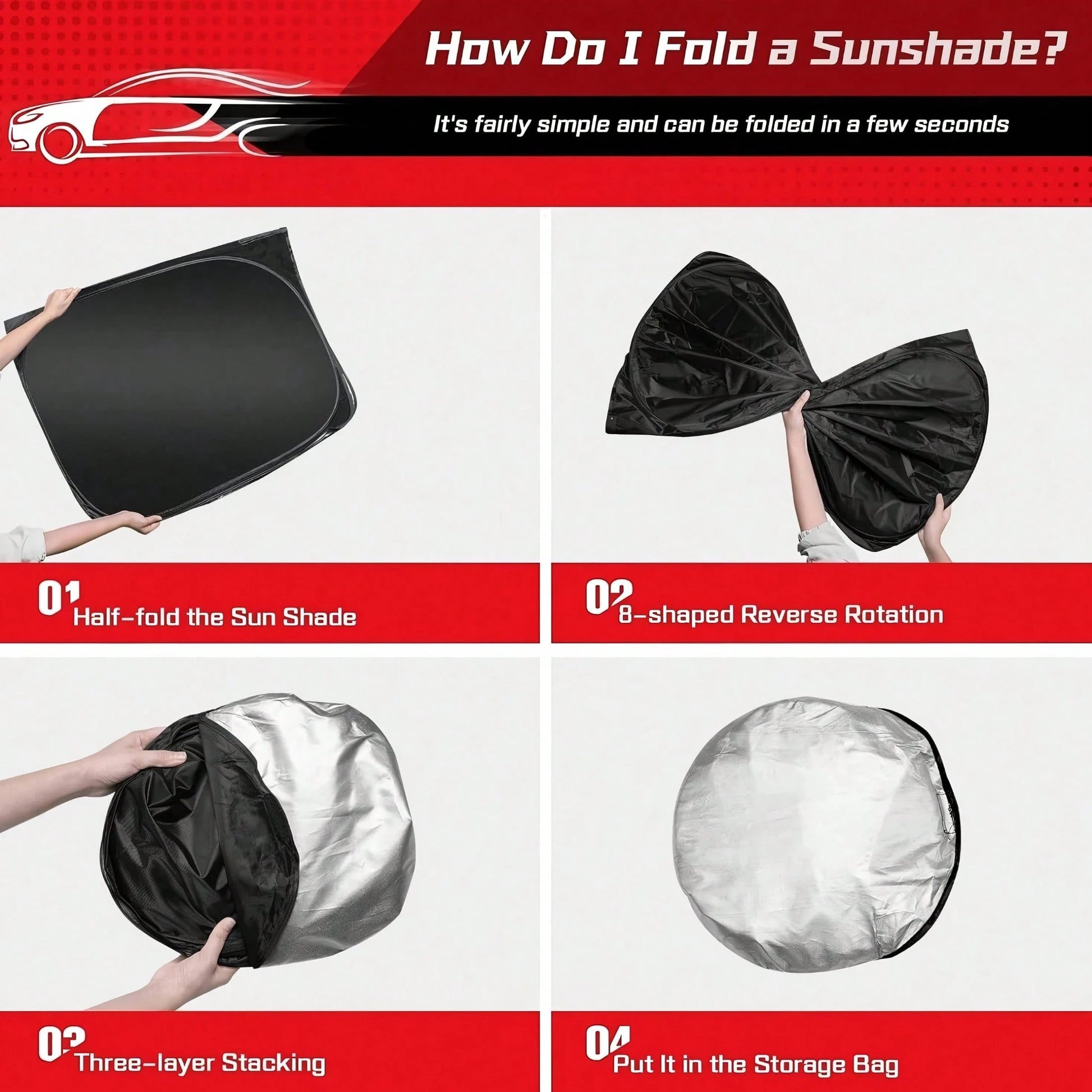 Easypie Selection 1pc Foldable Car Sunshade, Front Windshield Sunshade, Blocks UV Rays And Keeps Car Interior Cool, Universal Thickened Sunshade For Car Interior Cooling, Suitable As Gift For Friends